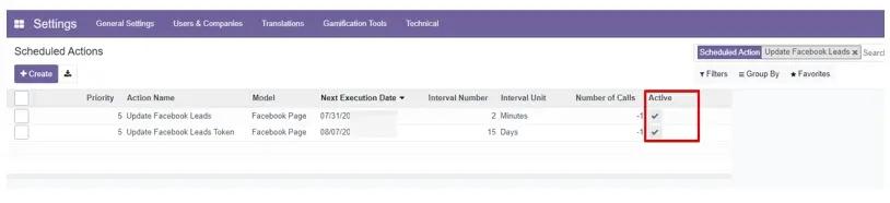 Автоматичні дії в модулі Фейсбук в Odoo, Unitsoft