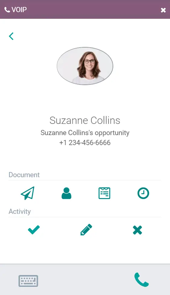 VoIP дзвінок у CRM Odoo — контакт клієнта, телефонія та управління лідами
